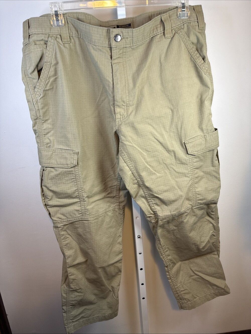Carhartt 40x30 Army Beige Cargo Relaxed Fit Comfortable Utility Pants Pockets